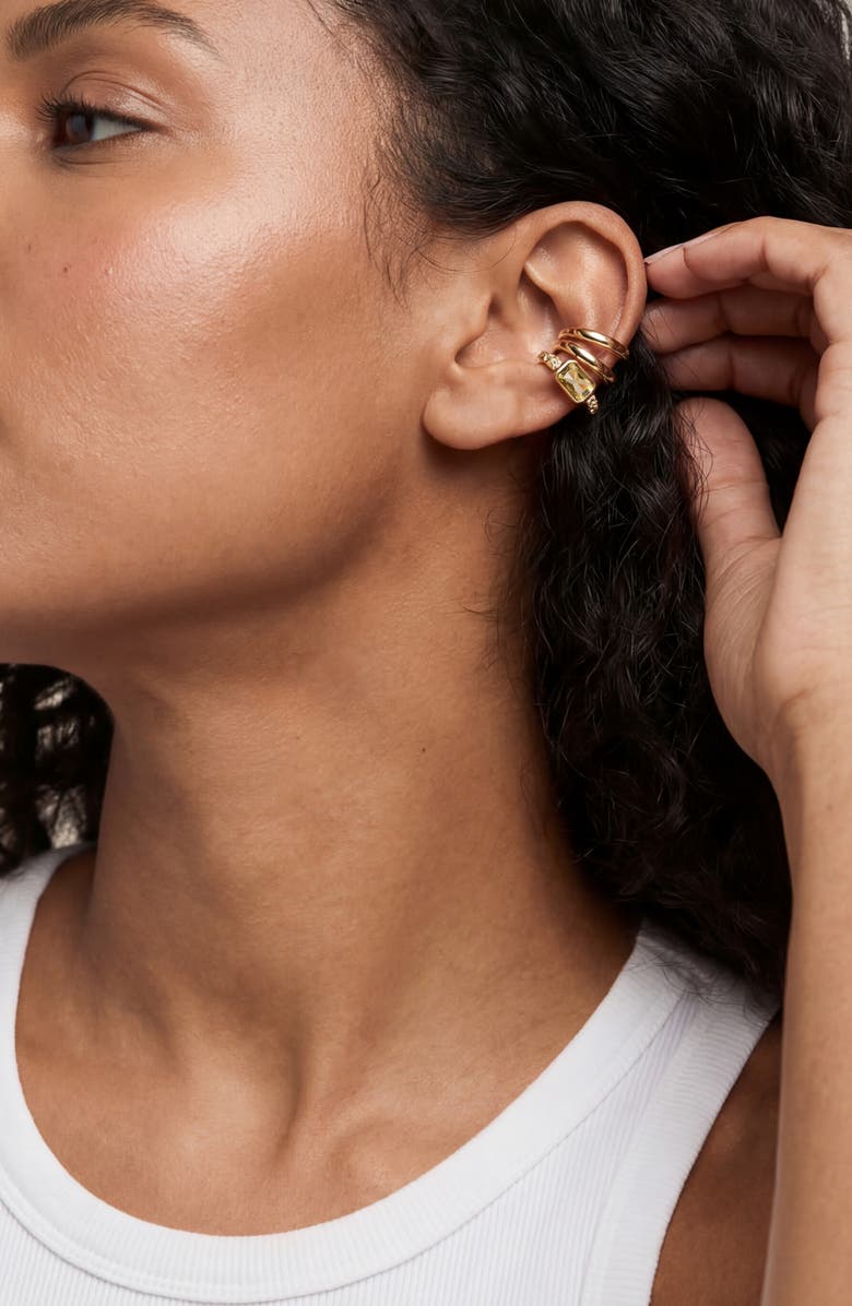 Ettika Single Cluster Ear Cuff, Alternate, color, Peridot