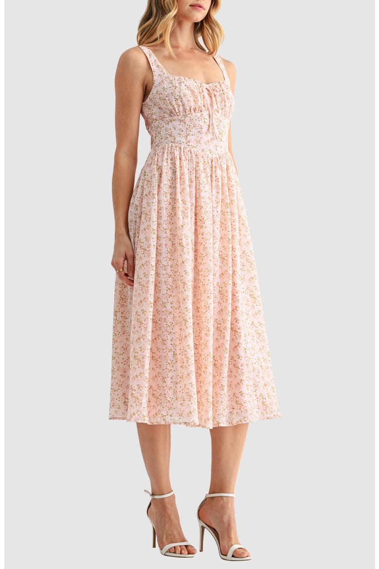 Corset Midi Sundress, Alternate, color, BLUSH DITSY