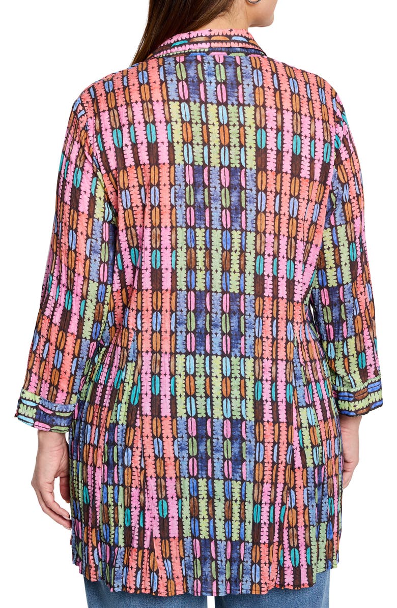 Rainbow Macaron Crinkled Cotton Button-Up Shirt