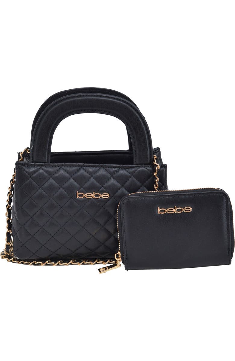 bebe Sofie Small Satche with Matching Wallet, Main, color, Black