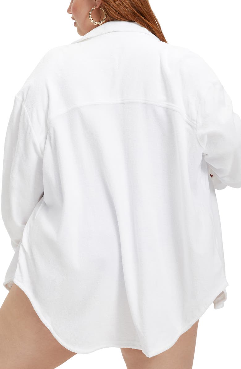 Good American Cotton Terry Cover-Up Shirt, Alternate, color,