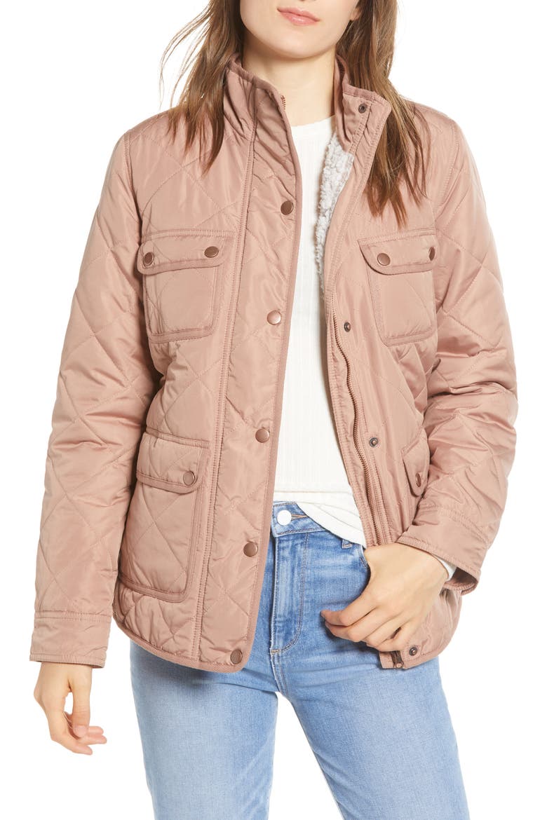 Fleece Lined Quilted Utility Jacket, Main, color, MOCHA