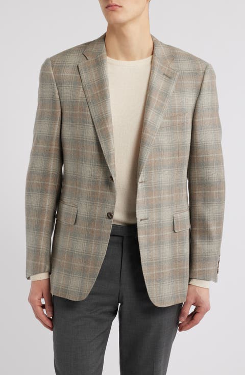 Siena Regular Fit Plaid Cashmere Sport Coat (Regular & Big)
