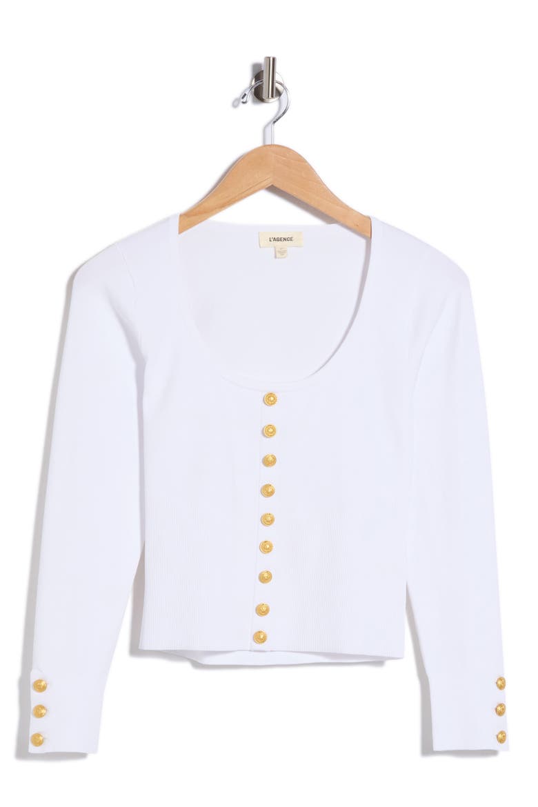 Lanetta Rib Top, Alternate, color, WHITE/GOLD