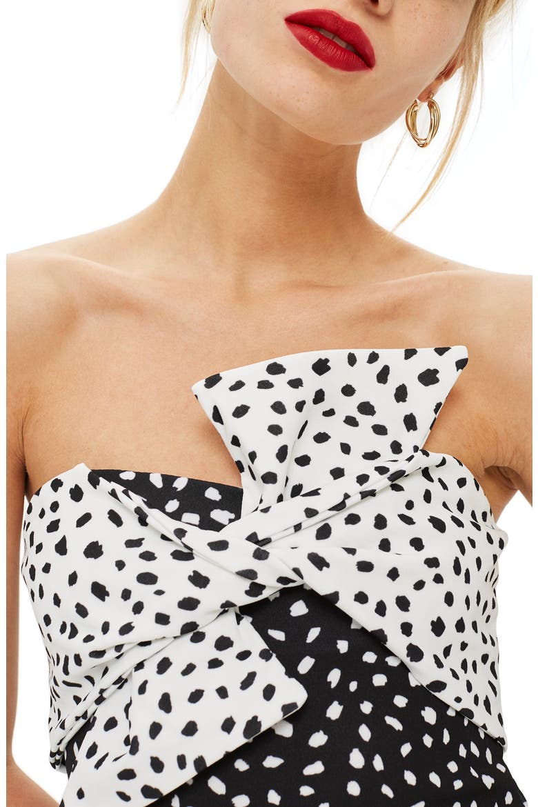 Bow Twist Midi Dress, Alternate, color, BLACK MULTI