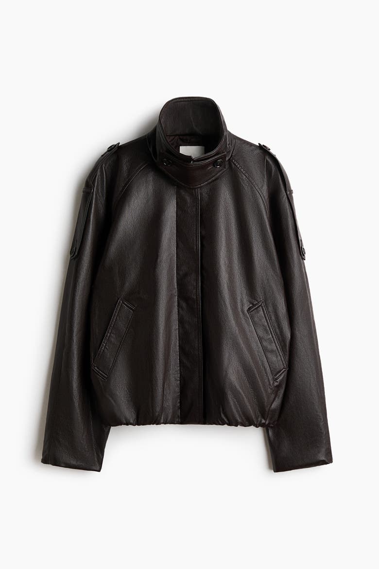 Oversized Coated Jacket, Alternate, color, Dark brown