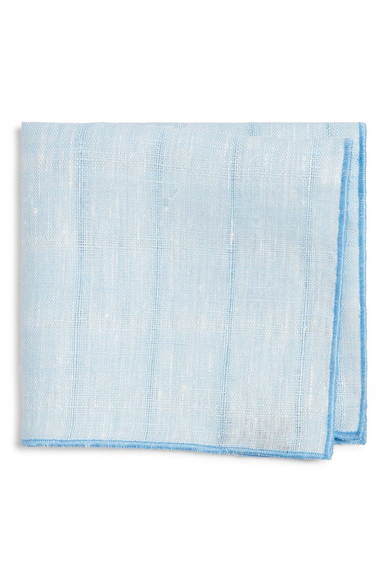 Stripe Linen Pocket Square, Main, color, LIGHT BLUE
