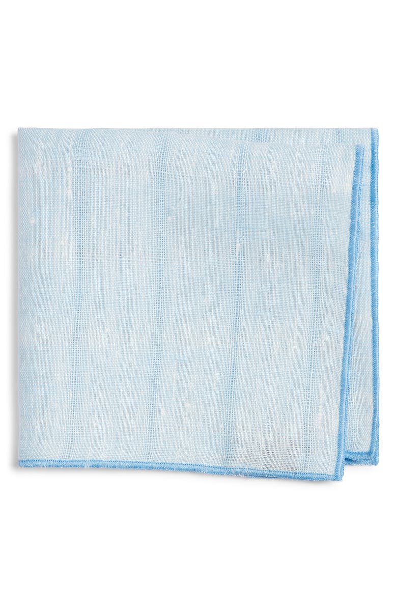CLIFTON WILSON Stripe Linen Pocket Square, Main, color, Light Blue