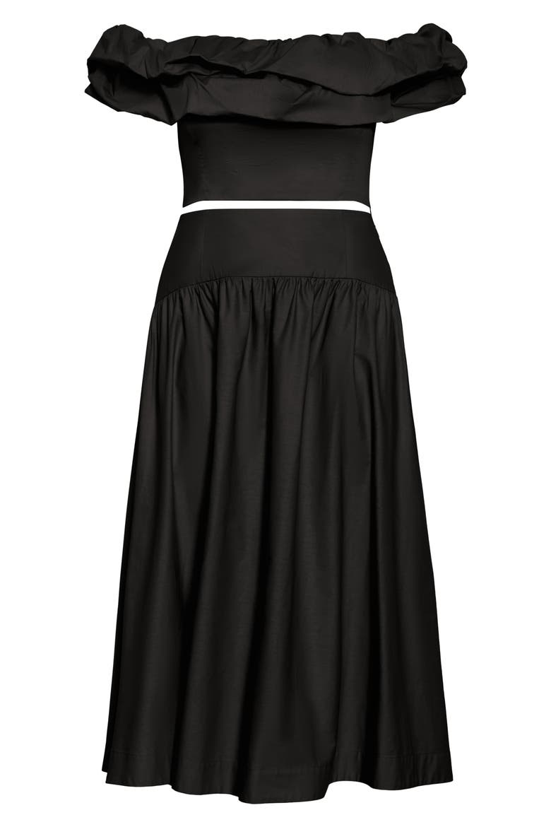 Kaia Off the Shoulder Crop Top & Maxi Skirt, Alternate, color, BLACK