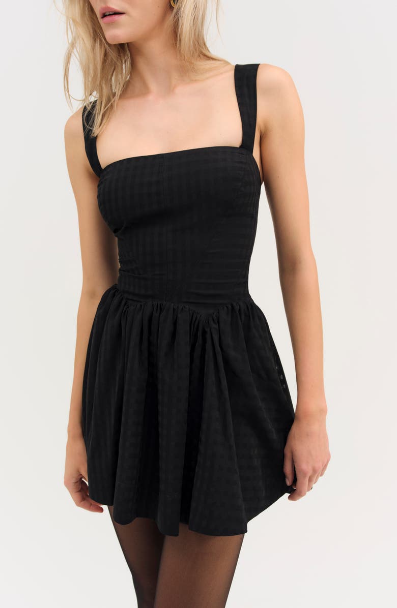 For Love & Lemons Ginny Gingham Sleeveless Minidress, Alternate, color, Black