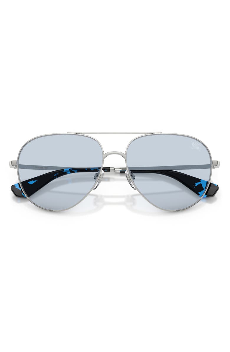 Burberry 59mm Aviator Sunglasses, Alternate, color, Silver / Azure