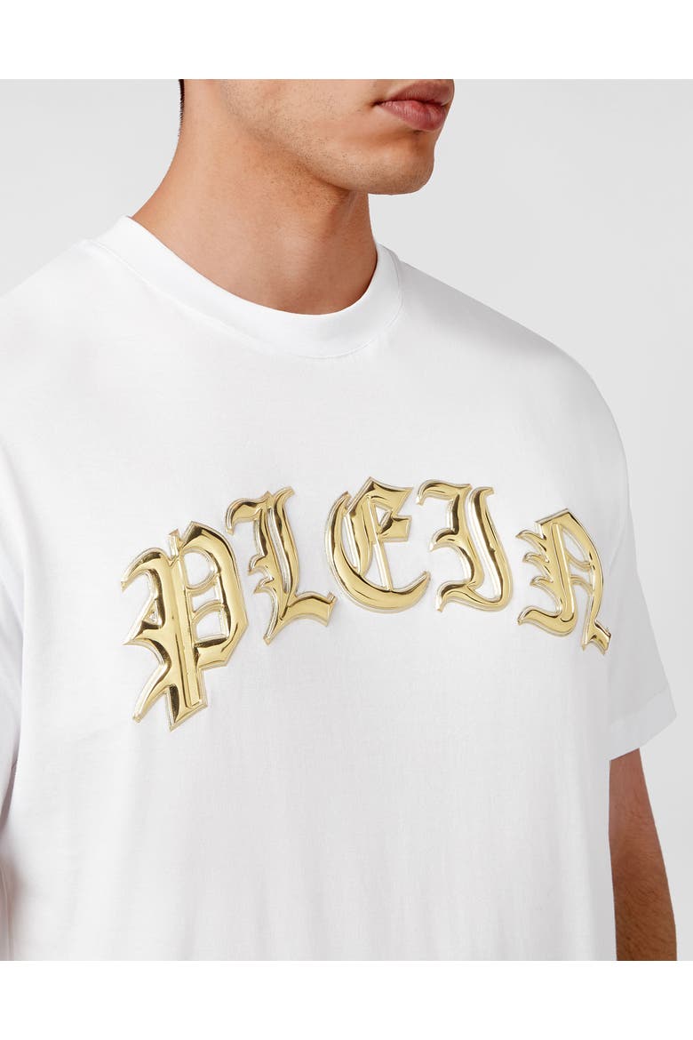 T-Shirt Round Neck Ss Gothic Plein Men, Alternate, color, white/gold
