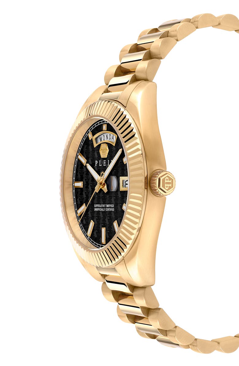 PHILIPP PLEIN Date Superlative Bracelet Watch, 42mm, Alternate, color, Ip Yellow Gold