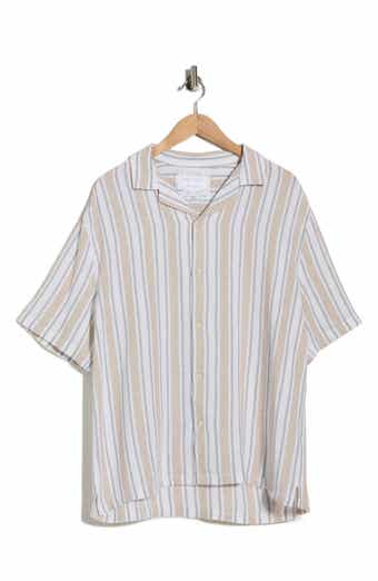 Stripe Linen Blend Camp Shirt