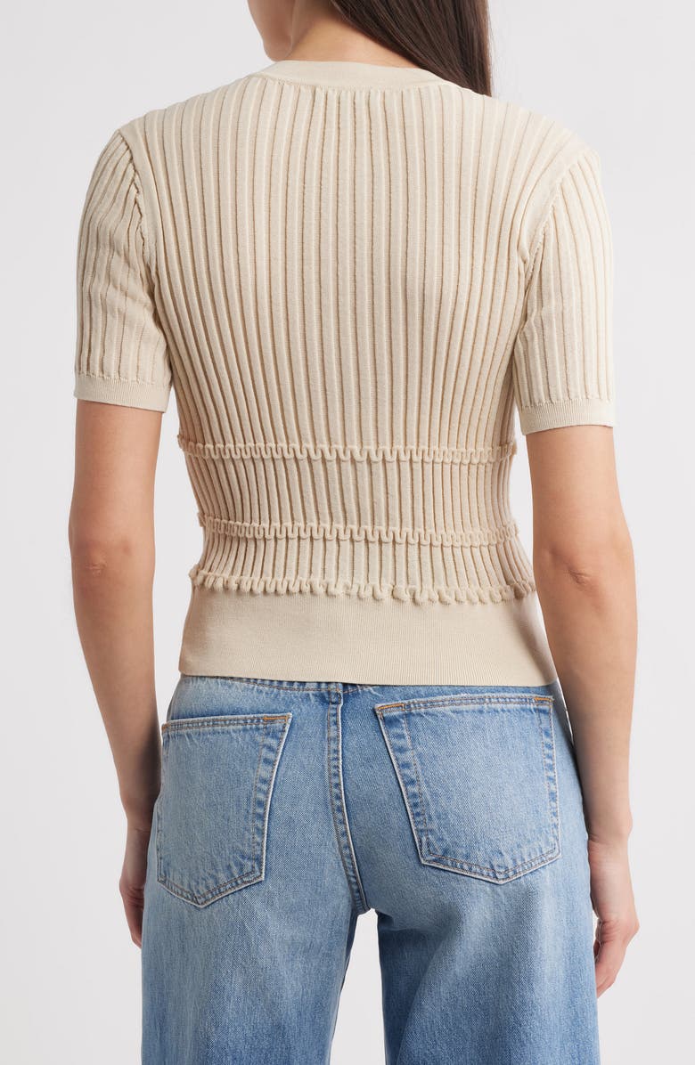 rag & bone Stacey Rib Short Sleeve Cotton Blend Cardigan, Alternate, color, Oatmeal