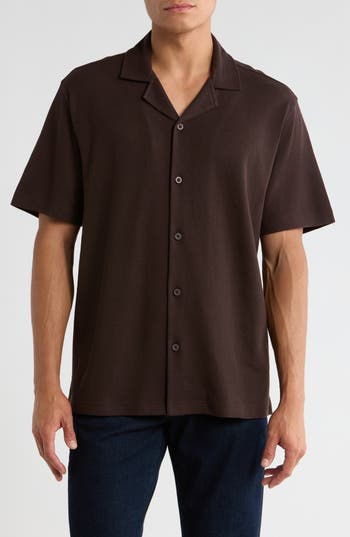 Abound Thermal Knit Camp Shirt In Brown