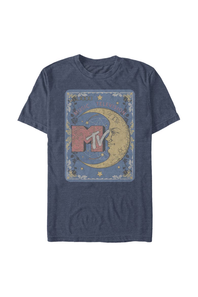 Men's Moon Line Drawing Logo Short Sleeve Graphic T-Shirt, Main, color, Navy Blue Heather