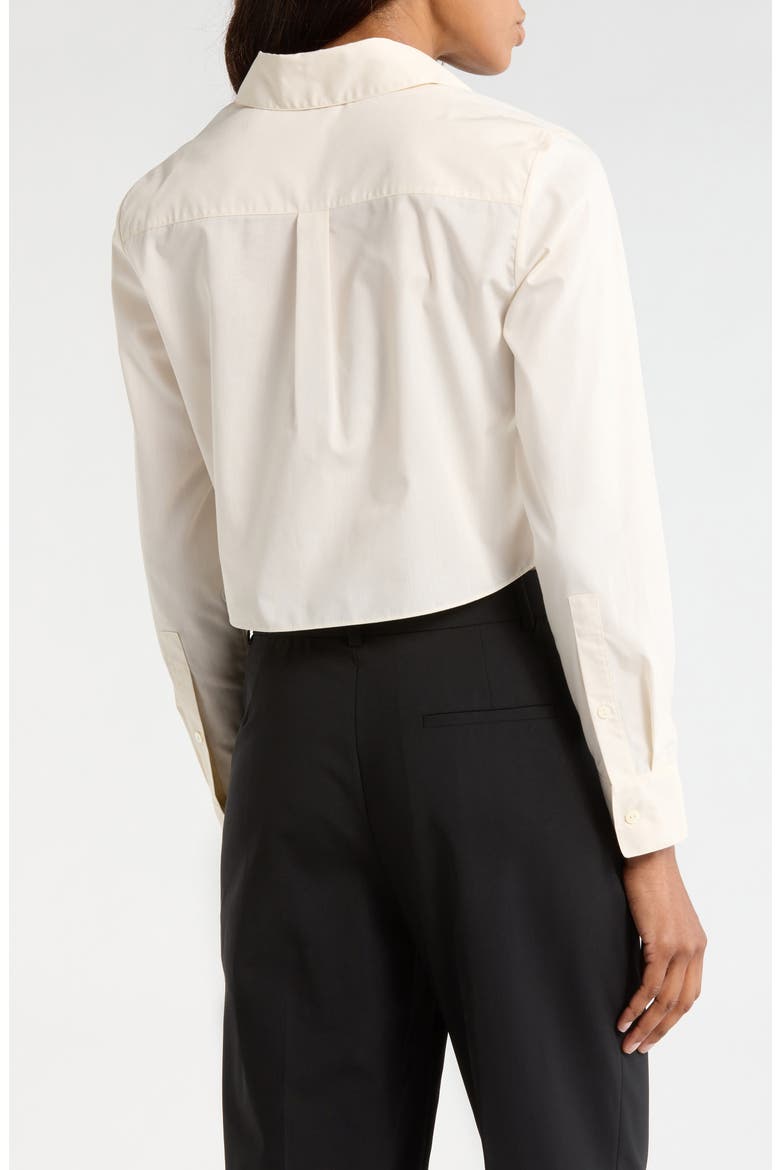 Crop Poplin Button-Up Shirt, Alternate, color, EGGSHELL