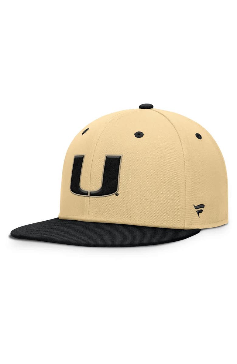FANATICS Men's Fanatics Gold/Black Miami Hurricanes Balance Fitted Hat, Alternate, color, Khaki