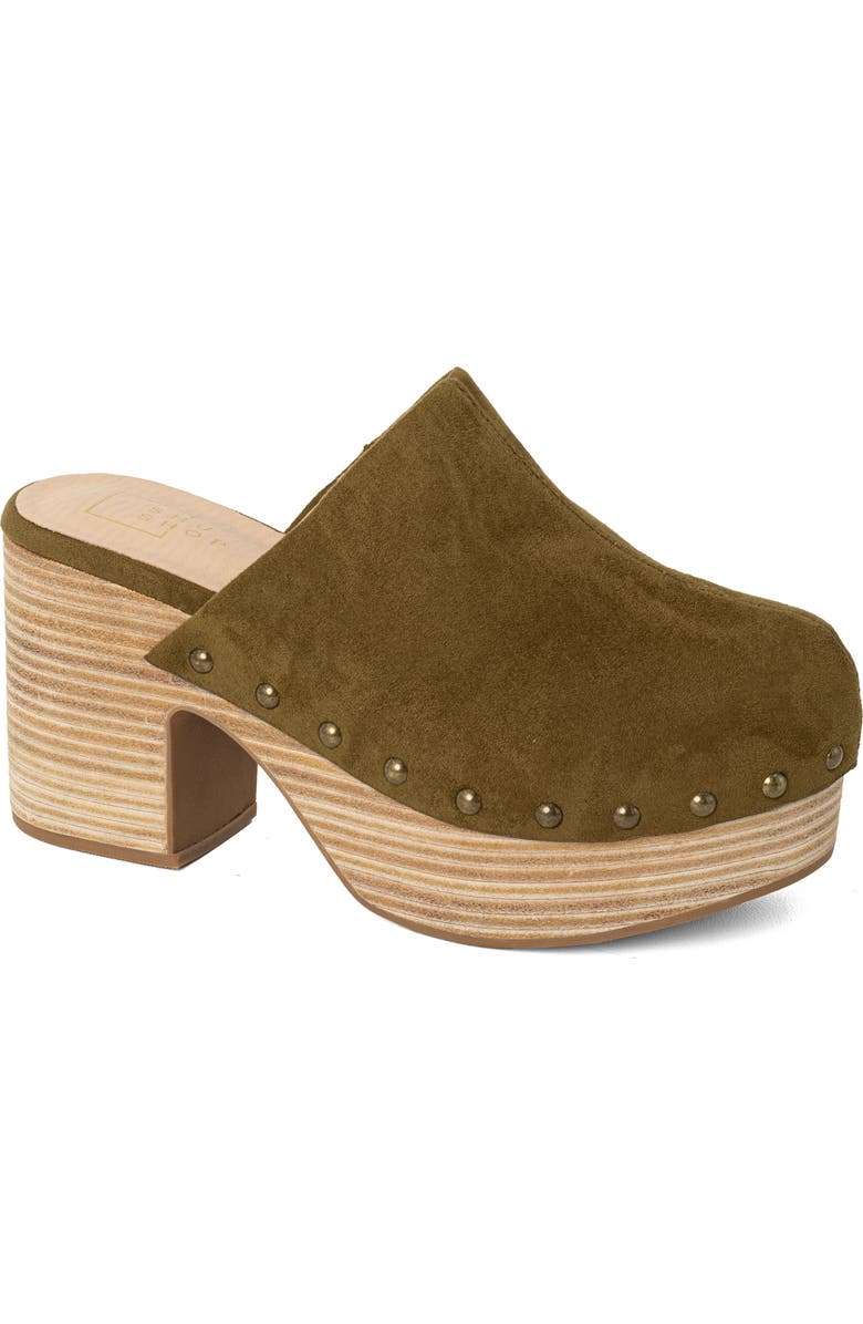 SHUSHOP Gigi Platform Clog, Main, color, Olive Suede
