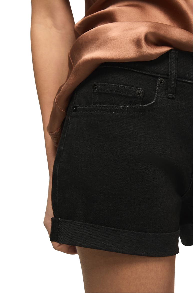 Ava Mid Rise Denim Shorts, Alternate, color, CLEAN BLACK