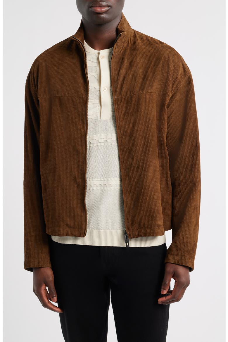 Suede Zip Front Jacket, Main, color, SOLID MEDIUM BEIGE