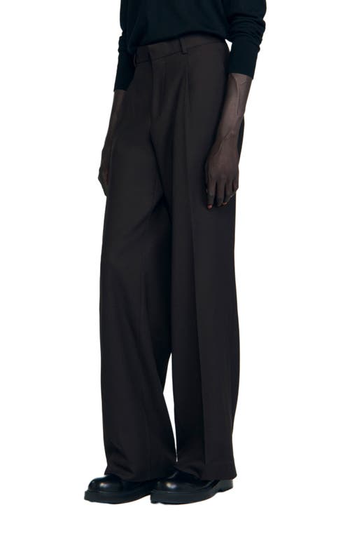 Sandro Virgin Wool Classic-fit Trousers In Black