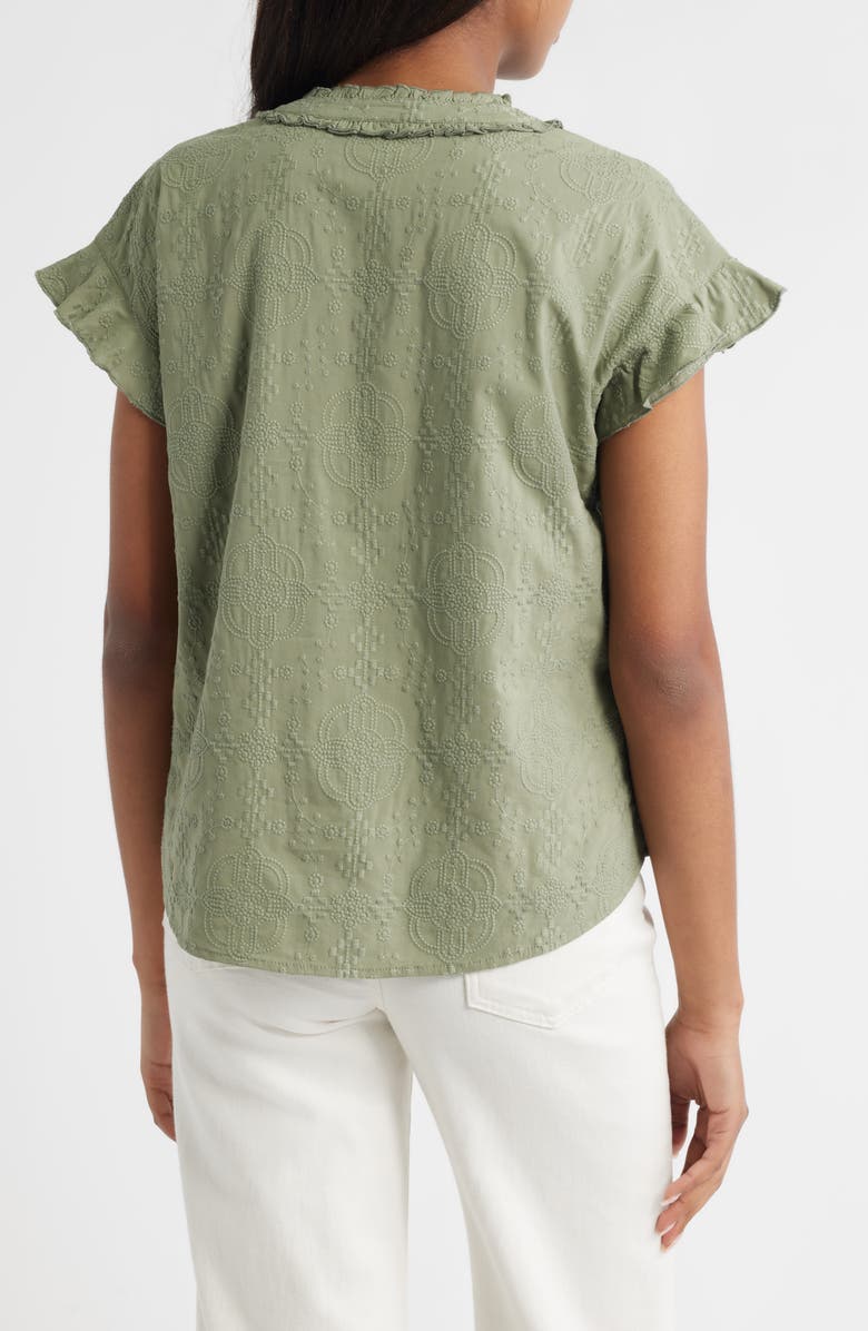 Wit & Wisdom Embroidered Split Neck Top, Alternate, color, Oregano