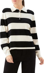 Karen Kane Stripe Collared Henley Sweater