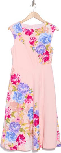 Floral Sleeveless Asymmetric Fit & Flare Dress