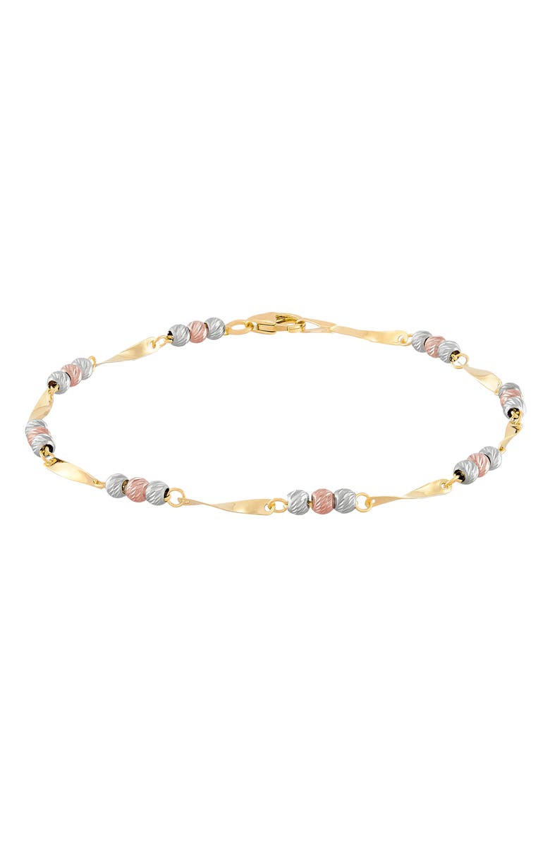 Frankie & Zoe 14K Tri-Tone Gold Beaded Station Bracelet, Main, color,