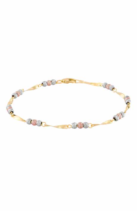 Frankie & Zoe 14K Tri-Tone Gold Beaded Station Bracelet