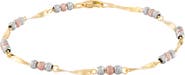 Frankie & Zoe 14K Tri-Tone Gold Beaded Station Bracelet
