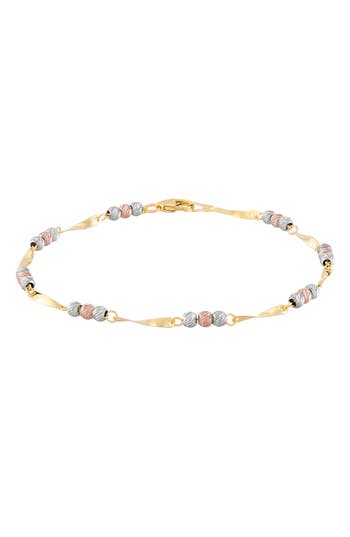 Frankie & Zoe 14k Tri-tone Gold Beaded Station Bracelet In Transparent