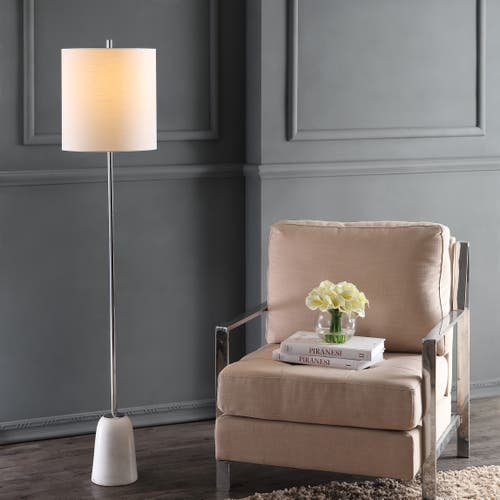 Jonathan Y Lincoln 62.5" Marble/metal Led Floor Lamp In Chrome