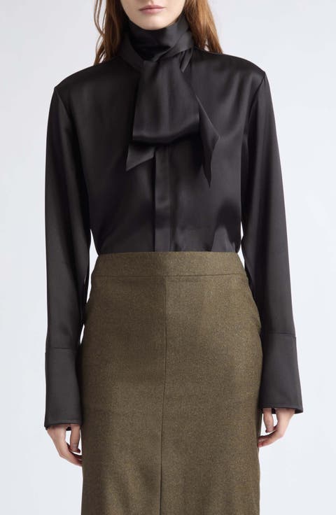 Silk Blend Scarf Tie Shirt