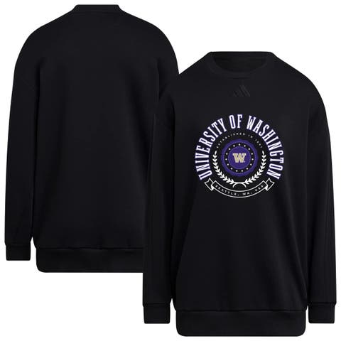 Women's adidas Black Washington Huskies Oversized Crewneck Pullover