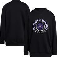 adidas Women's adidas Black Washington Huskies Oversized Crewneck Pullover