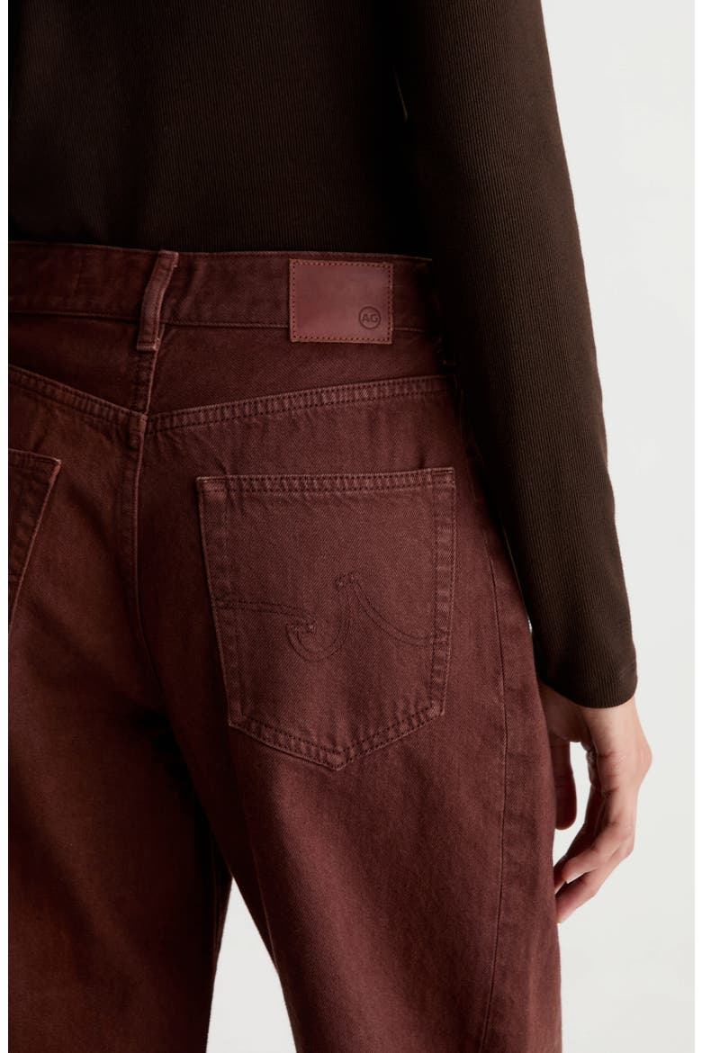 Hattie Raw Hem High Waist Crop Barrel Jeans, Alternate, color, CHESTNUT