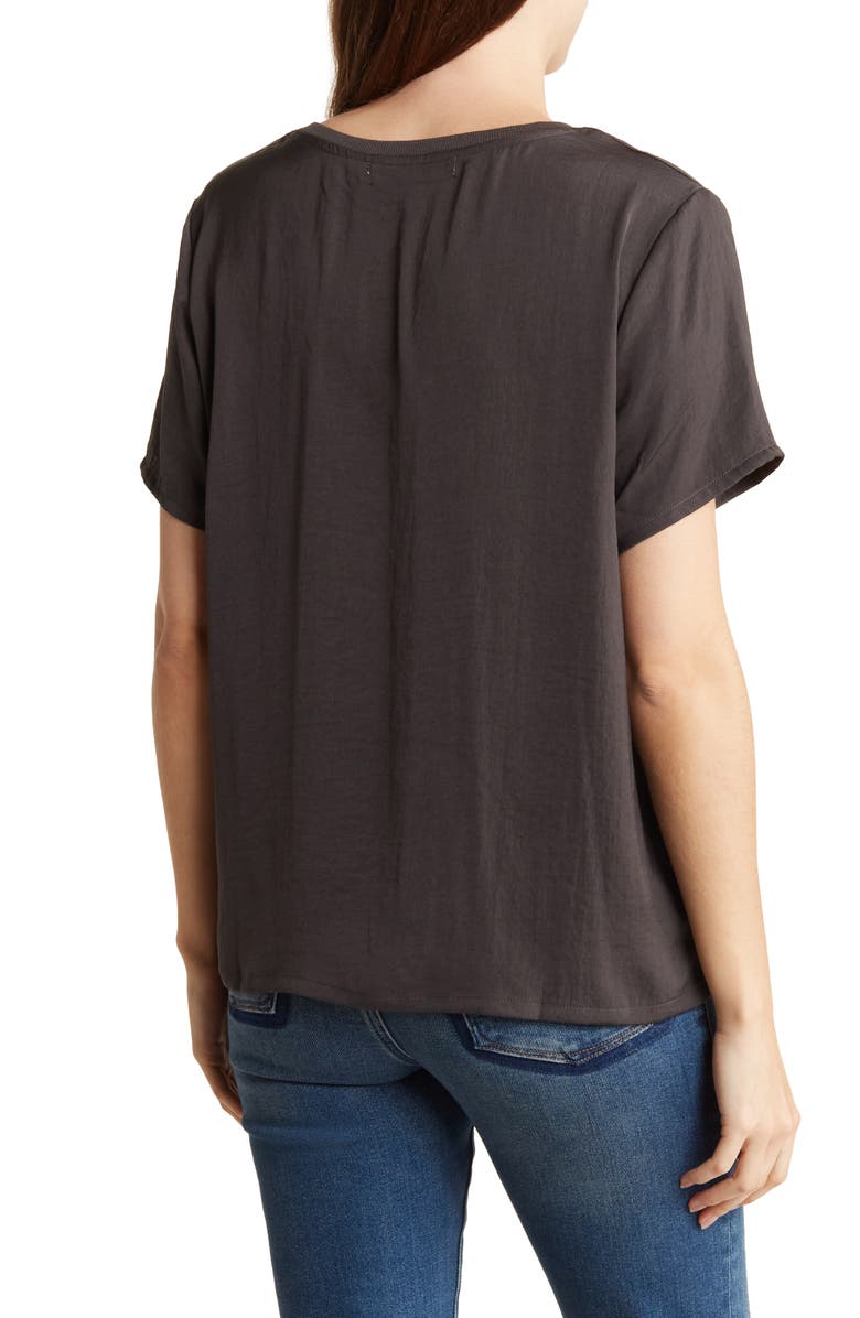 Calvin Klein Jeans V-Neck Charmeuse T-Shirt, Alternate, color, 