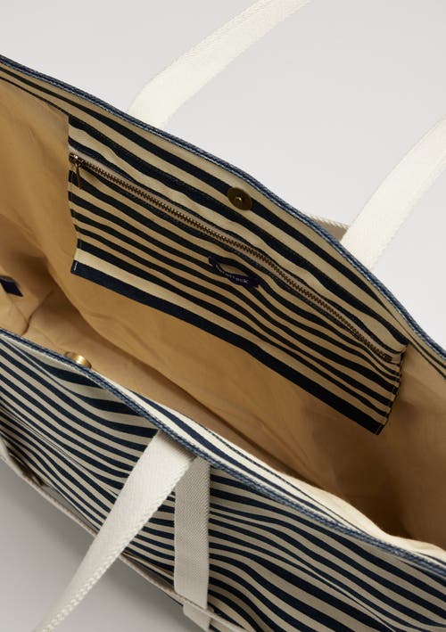 Hat Attack Sunhat Sized Traveler Tote In Navy Stripe