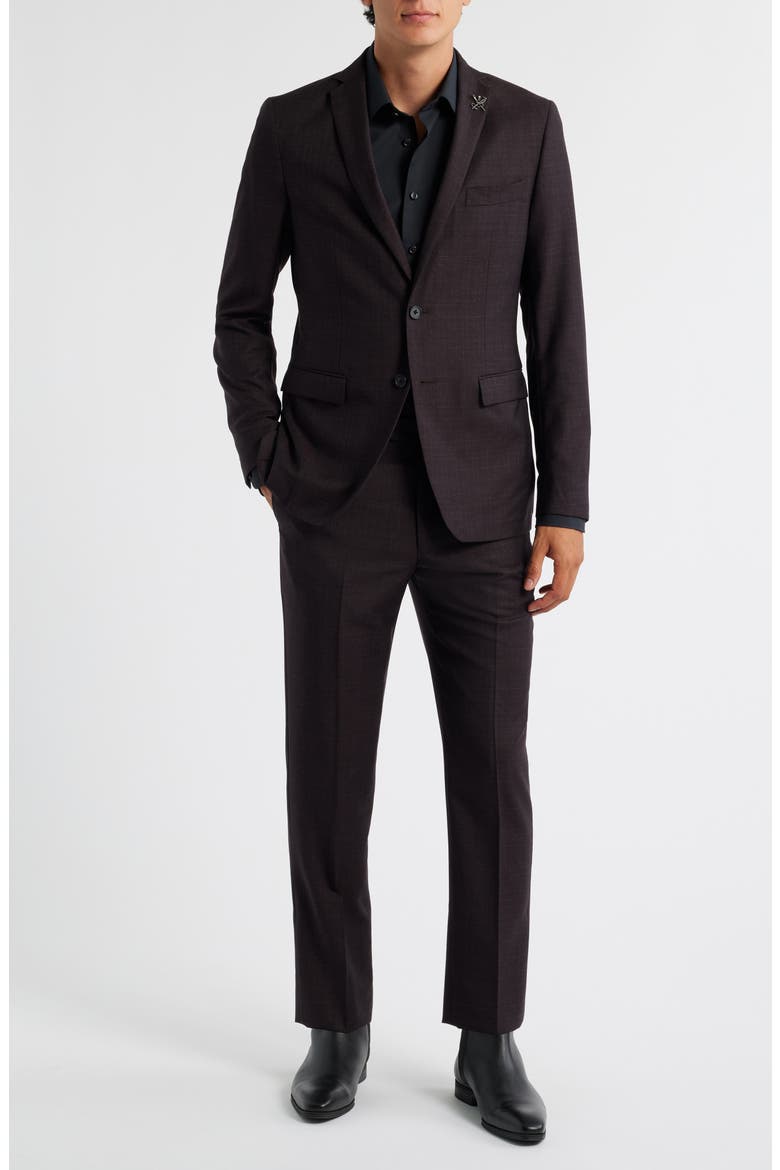 Varick Slim Fit Burgundy Slub Wool Suit, Main, color, BURGUNDY