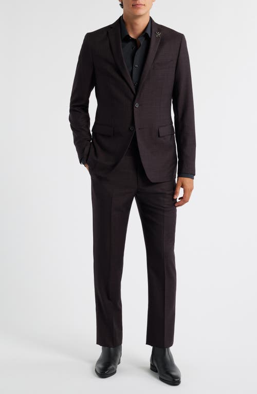 John Varvatos Star Usa Varick Slim Fit Burgundy Slub Wool Suit