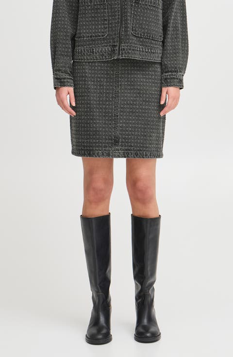 Faded Denim A-Line Skirt