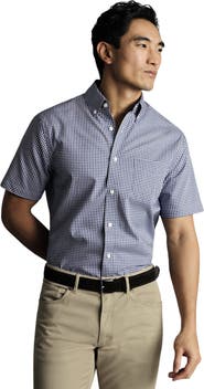 Charles Tyrwhitt Non-Iron Stretch Check Short Sleeve Shirt