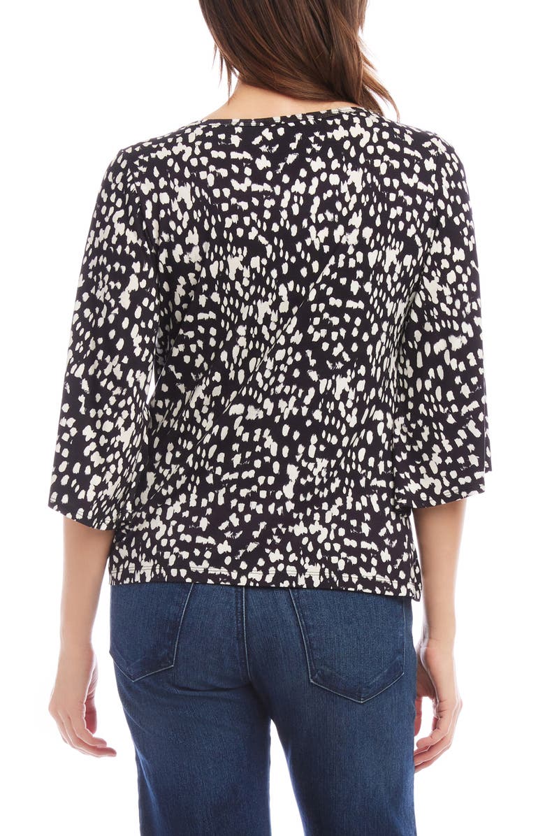 Karen Kane Dot Print Flare Sleeve Twist Hem Jersey Top, Alternate, color,