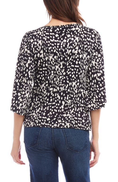 Karen Kane Dot Print Flare Sleeve Twist Hem Jersey Top In Print