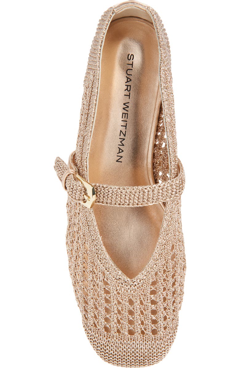 Stuart Weitzman Leora Metallic Mary Jane Flat, Alternate, color, Light Gold