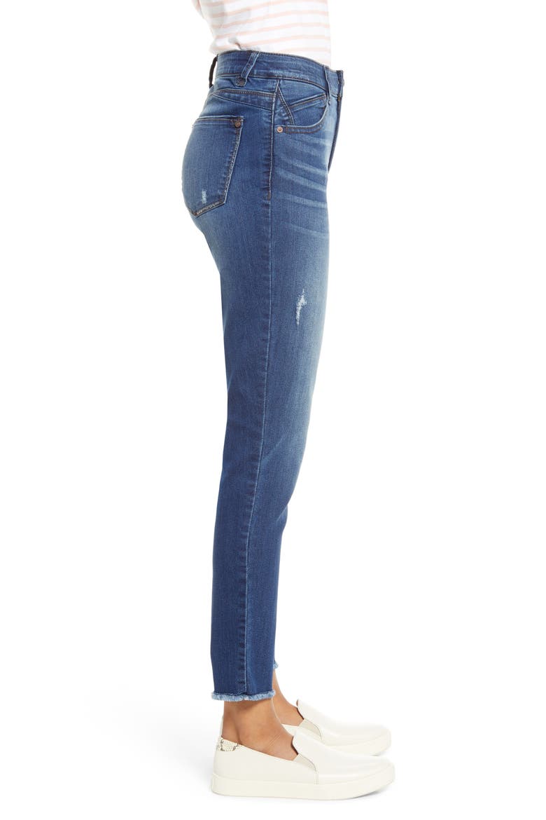 Ab-Solution High Waist Fray Hem Ankle Skinny Jeans (Nordstrom Exclusive), Alternate, color, BLUE
