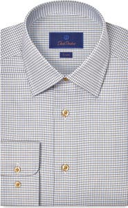 David Donahue Trim Fit Microcheck Cotton Twill Dress Shirt